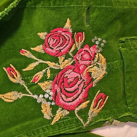 Johnny Was Los Angeles Green Corduroy Embroidered Blazer Jacket Sz. S - Picture 6 of 11